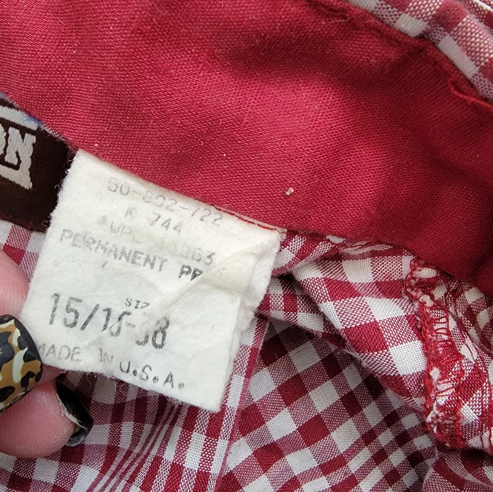 Vintage 80s Fenton Red Plaid Western Button Down Women's Shirt Size 15/16 - Picture 5 of 14